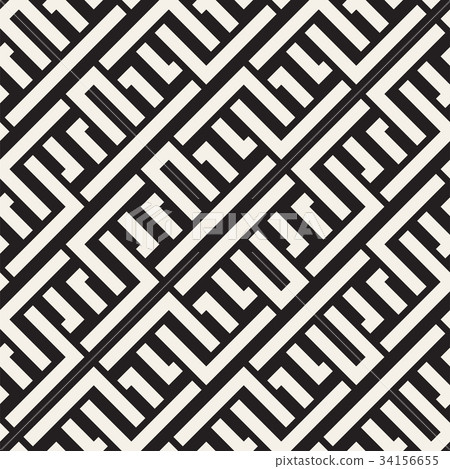 Interlacing Lines Maze Lattice. Ethnic Monochrome Interlacing Lines Maze Lattice. Ethnic Monochrome 34156655