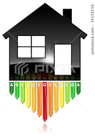 Energy Efficiency - Symbol in the Shape of House Energy Efficiency - Symbol in the Shape of House 34158158