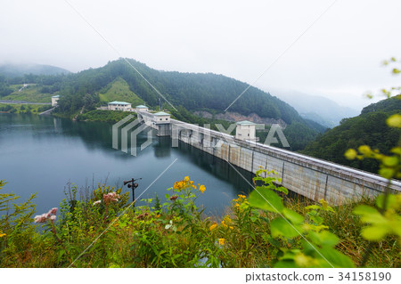 [Highest-purpose Japan's multipurpose dam] Kamogawa dam (Otome lake) Enbankment and lake surface 34158190