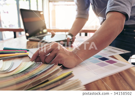 Color samples, color swatch samples, Draw architecture, Graphic 34158502