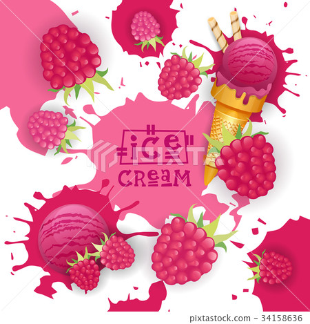 Ice Cream With Raspberry Taste Dessert Colorful Ice Cream With Raspberry Taste Dessert Colorful 34158636
