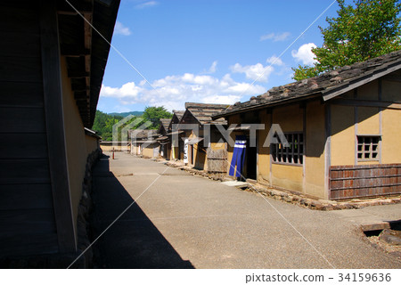 Landscape of restored townhouse in Asakura ruins 34159636
