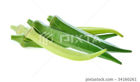 Fresh young okra isolated on white background Fresh young okra isolated on white background 34160261