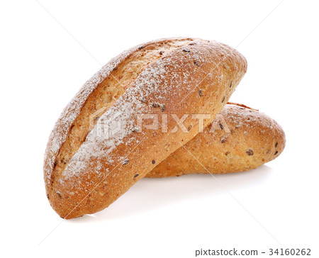 freshly baked bread isolated on white background freshly baked bread isolated on white background 34160262