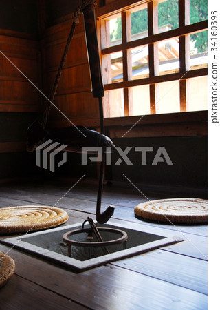 The hearth of the restored townhouse in Asakura ruins 34160393