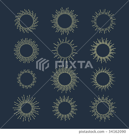 Hand drawn sun beams or rays, sunshine Hand drawn sun beams or rays, sunshine 34162090