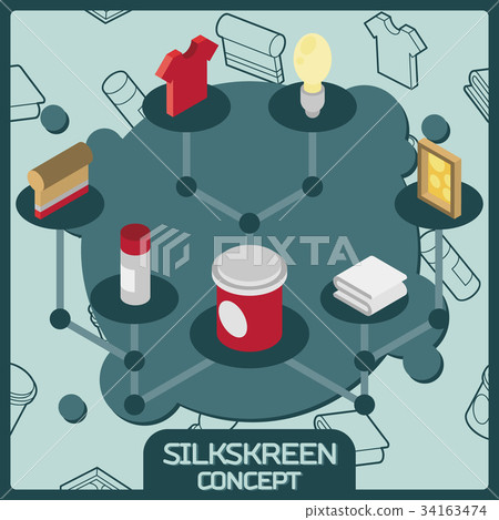 Silkskreen color isometric concept icons 34163474