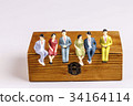 toy models of people sitting on the wooden box 34164114