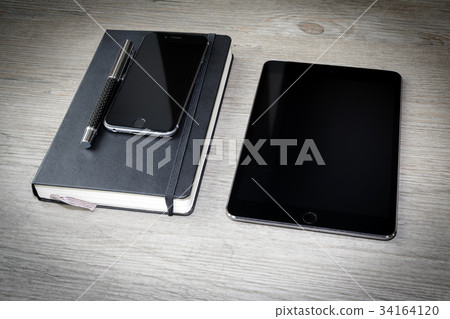 calendar or diary with pen, smarthphone and calendar or diary with pen, smarthphone and 34164120
