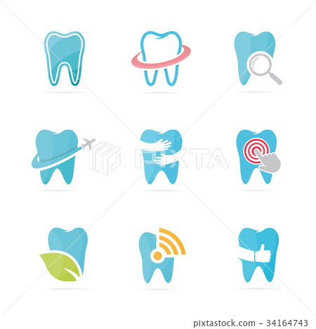 Set of tooth logo combination. Dental and oral 34164743