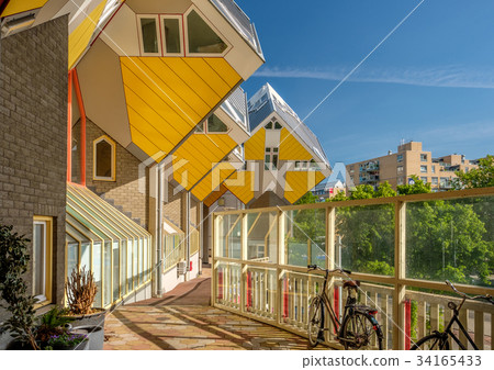Cube houses in Rotterdam, South Holland. 34165433