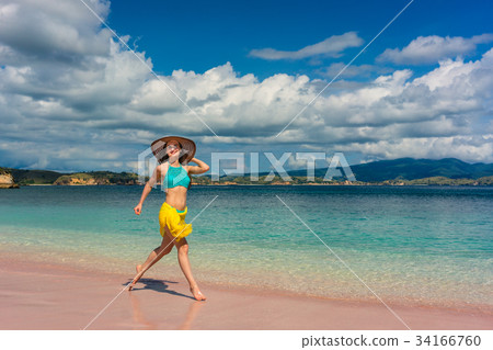 Fashionable young woman enjoying happiness and 34166760