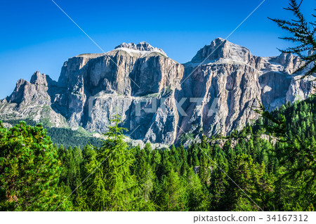 Sass Pordoi south face(2952 m) in Gruppo del Sella Sass Pordoi south face(2952 m) in Gruppo del Sella 34167312