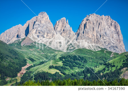 Sass Pordoi south face (2952 m)in Gruppo del Sella Sass Pordoi south face (2952 m)in Gruppo del Sella 34167390