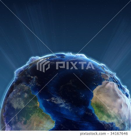 Trance Atlantic at night 3d rendering Trance Atlantic at night 3d rendering 34167646