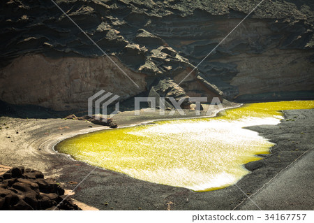 Green Lagoon at El Golfo, Lanzarote, Canary Green Lagoon at El Golfo, Lanzarote, Canary 34167757