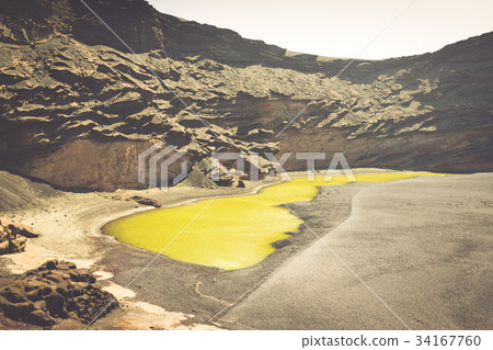 Green Lagoon at El Golfo, Lanzarote, Canary Green Lagoon at El Golfo, Lanzarote, Canary 34167760