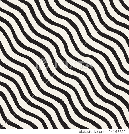 Seamless pattern with hand drawn waves. Abstract - Stock Illustration ...