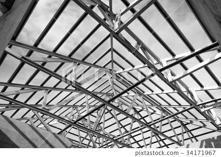 Structure of steel roof. 34171967