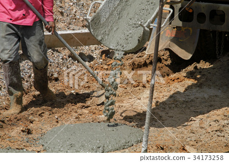 Pouring cement in the alley Pouring cement in the alley 34173258