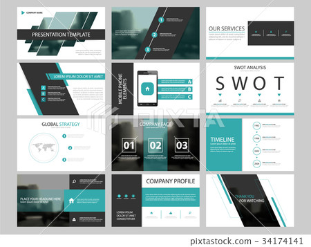 Blue presentation infographic elements template 34174141