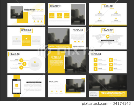 Yellow presentation infographic elements template 34174143