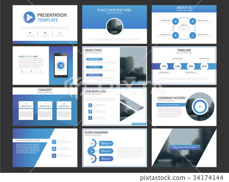 Blue presentation infographic elements template 34174144