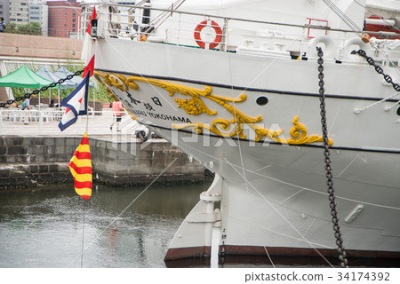 Sailboat Nippon Maru Yokohama with a sail 34174392