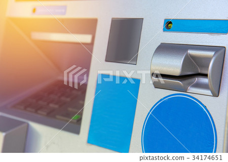 ATM bank cash machine built into wall ATM bank cash machine built into wall 34174651