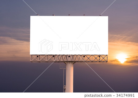 Blank billboard for advertisement with sunset Blank billboard for advertisement with sunset 34174991