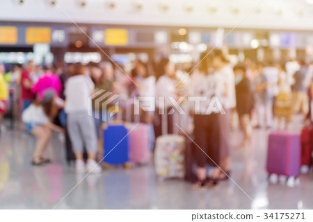 blurred of Traveler Check in at airport terminal 34175271