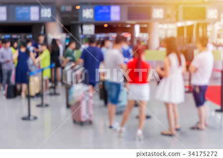 blurred of Traveler Check in at airport terminal blurred of Traveler Check in at airport terminal 34175272