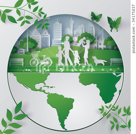 paper art concept of eco friendly , save the earth 34175837