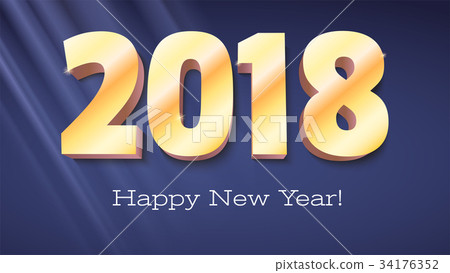 Happy New Year banner. Volumetric numbers 2018 Happy New Year banner. Volumetric numbers 2018 34176352