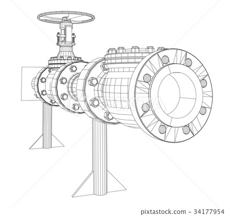 Industrial valve. Vector rendering of 3d 34177954