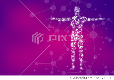 Human body with molecules DNA. Medicine, science Human body with molecules DNA. Medicine, science 34178925