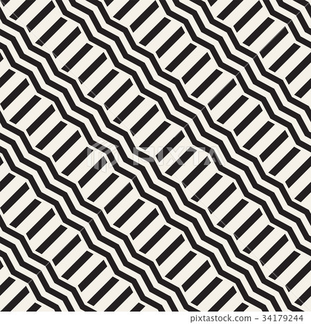 Vector seamless zigzag line pattern. Abstract 34179244