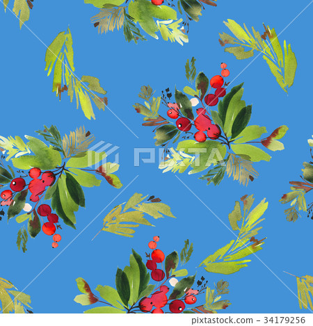 Seamless watercolor Christmas pattern - Stock Illustration [34179256 ...
