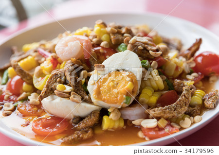 Closeup Thai local street food spicy fruits salad 34179596