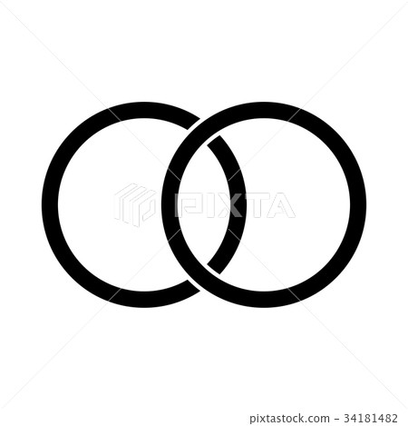Wedding rings black color icon . Wedding rings black color icon . 34181482