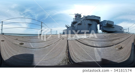 Battleship USS Alabama, deck view 360 VR ready Battleship USS Alabama, deck view 360 VR ready 34181574