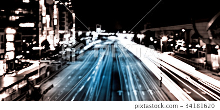 Motion blur light trails on the street  34181620