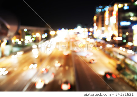 Night Traffic lights of the big city 34181621