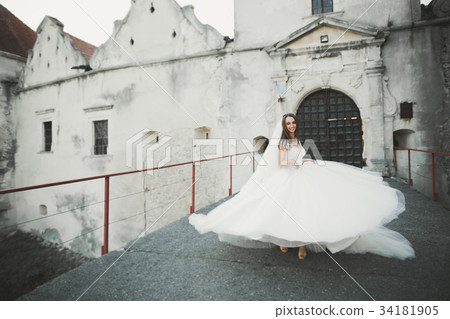 Beautiful elegant bride with perfect wedding dress Beautiful elegant bride with perfect wedding dress 34181905