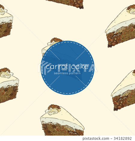 carrot cake hand draw seamless pattern vector. 34182892