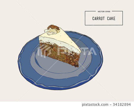 carrot cake hand draw sketch vector. 34182894