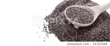 Chia seeds in spoon on white 34182988