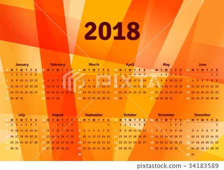 Calendar 18 Horizontal Format Starts On Stock Illustration 3415