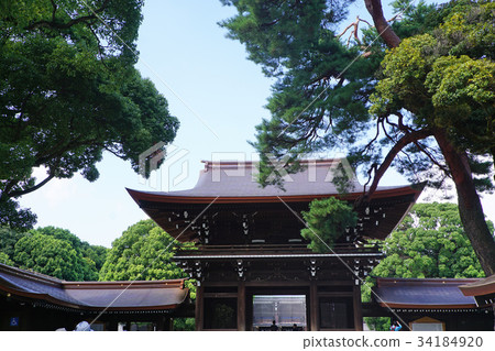Gate of the main shrine of Meiji Jingu Gate of the main shrine of Meiji Jingu 34184920