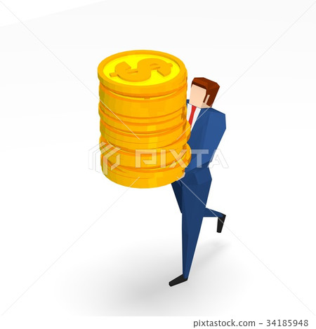 Businessman carrying dollar coin 34185948